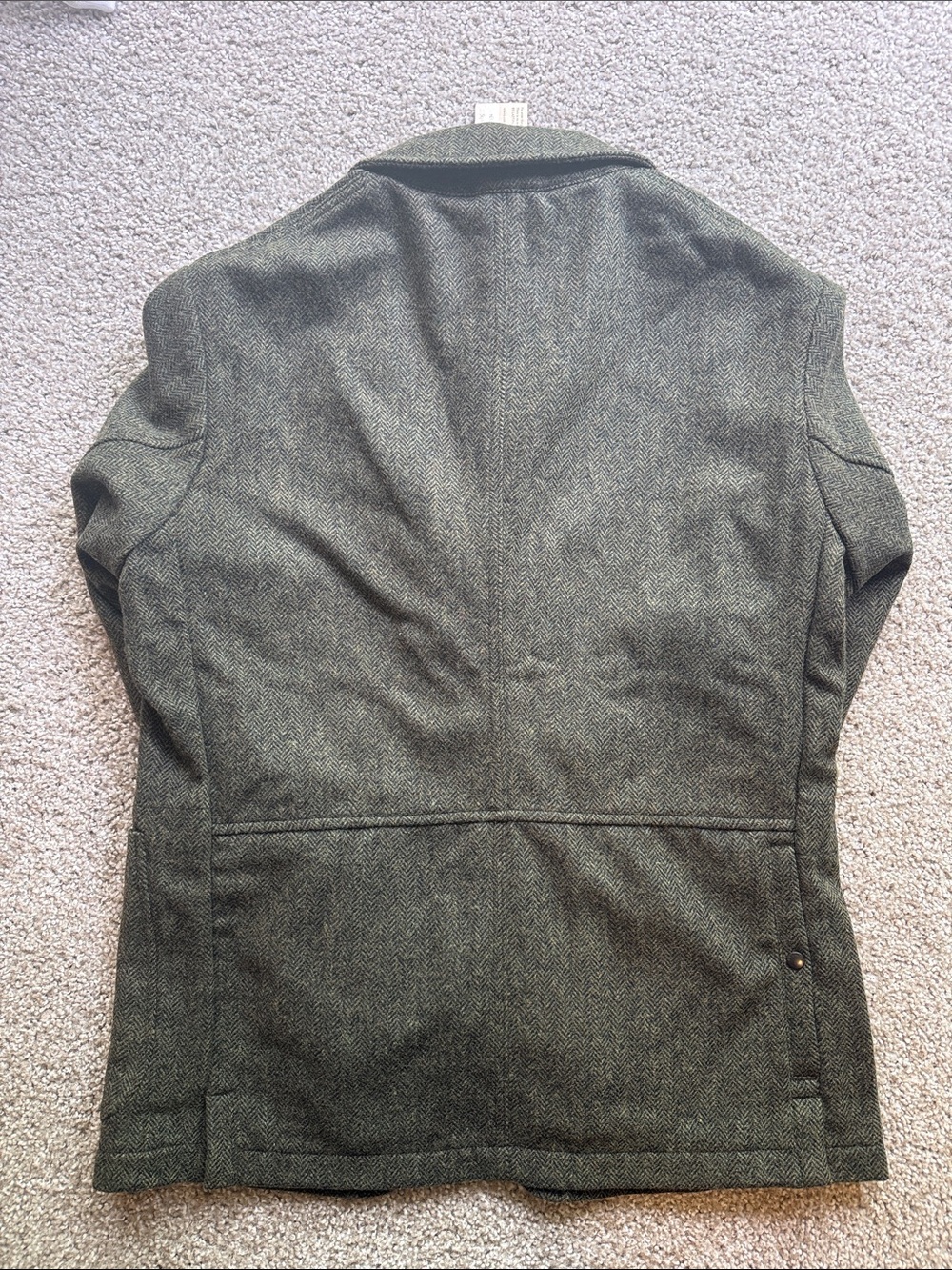 Relwen Men's Olive/Black Herringbone Heritage Trap Blazer - Picture 2 of 3